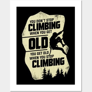 Climbing Old Man Rock Climber Grandpa Gift Posters and Art